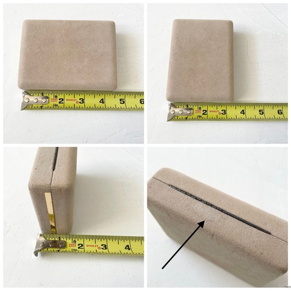 Nude Vintage Earrings Box Vintage Necklace Velvet Case Jewerly Box Neutral Taupe - Picture 10 of 10